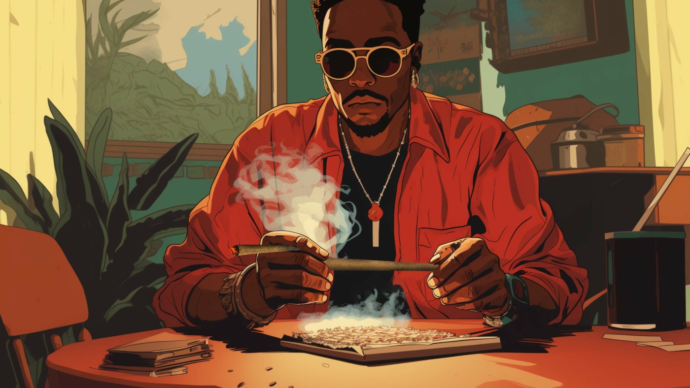 Your Ultimate Guide On How To Smoke Delta 8 Flower 13 Indacloud. Image Of Black Man Rolling A Spliff Retro Comic Styl A9Ef272D 0223 4D65 922B D098Ece0D595